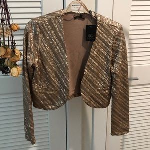 Tart Metallic Gold Striped Blazer